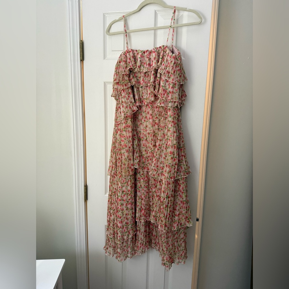 Something Navy Floral Pleated Dress
